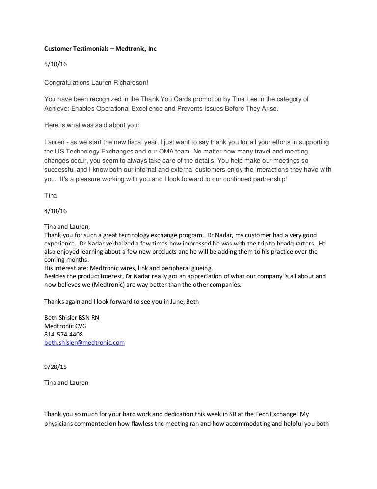 customer testimonials medtronic