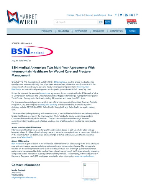 BSN medical Announces Two Multi-Yea...