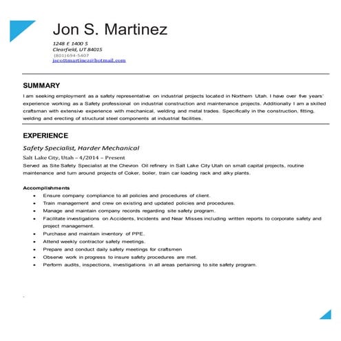 Resume update 2015