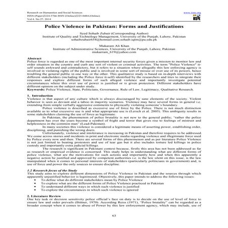 Police Violence in Pakistan-Forms and Justifications