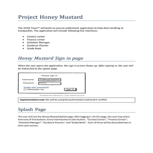 Honey Mustard Project Spec