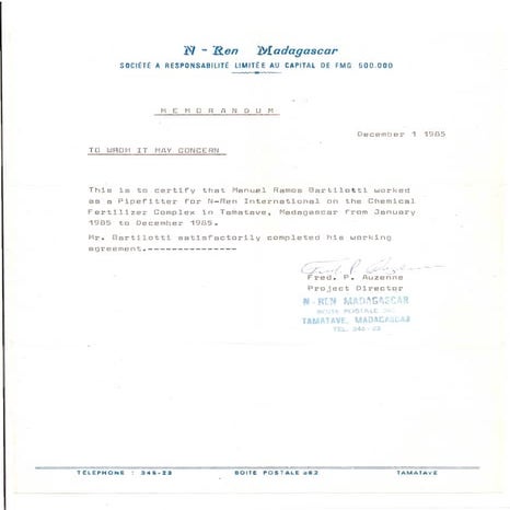 Recommendation Letter from N-Ren Madagascar