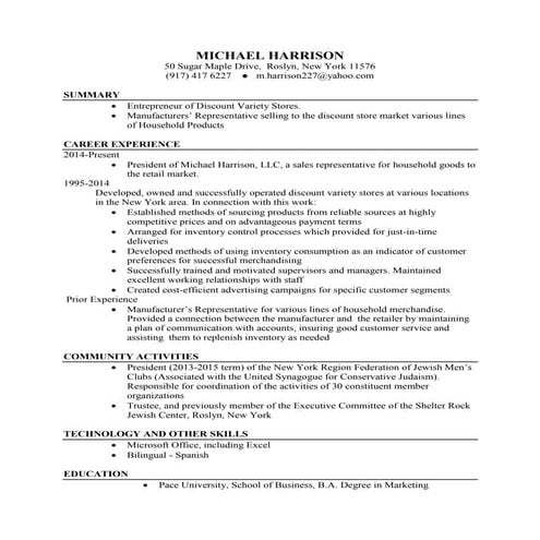 Resume -  M. Harrison 2.25.15