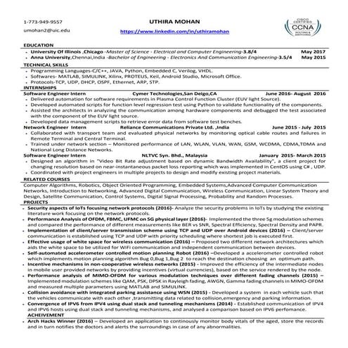 UTHIRA MOHAN- Resume