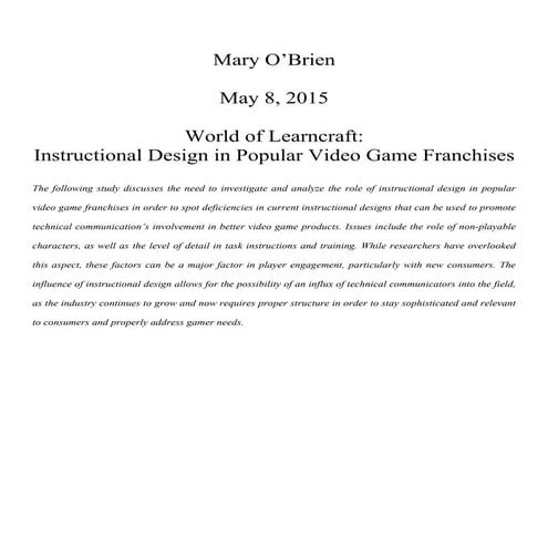 Mary O'Brien's MA Capstone Project