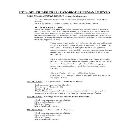 1º día del triduo preparatorio de hermanamiento