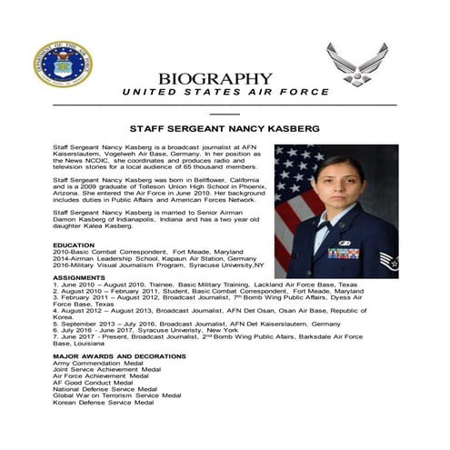 SSgt Kasberg Biography
