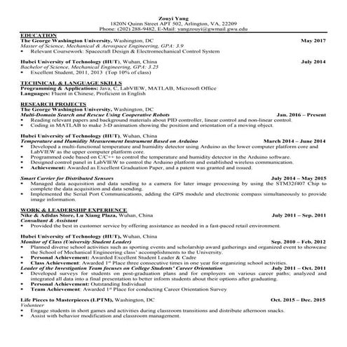 Zouyi Yang-Resume