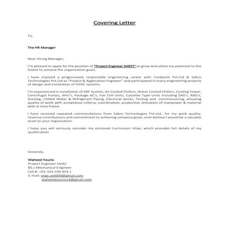 Covering Letter | PDF