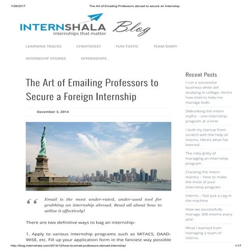 The Art of Emailing Professors abroad to secure an Internship_