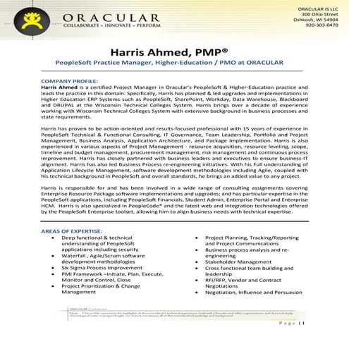 Harris Ahmed - Senior Project Manager - PeopleSoft