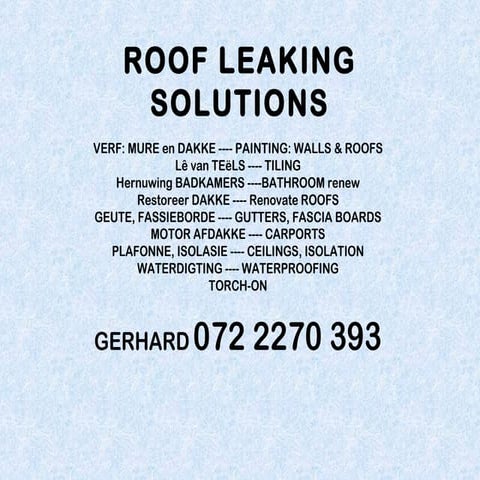 ROOF LEAKING SOLUTIONSs