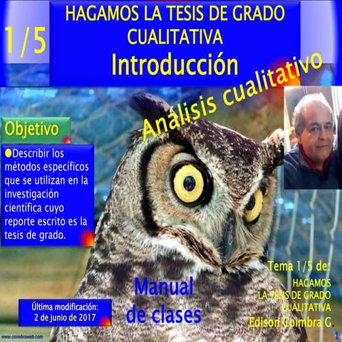 1de5. Hagamos la tesis cualitativa. Introducción