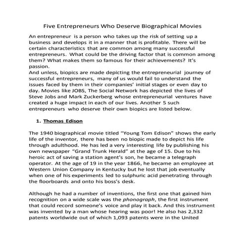 Five Entrepreneurs Who Deserve Biographical Movies