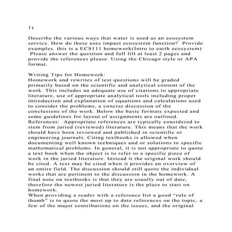 1)Describe the various ways that water is used as an ecosystem s.docx