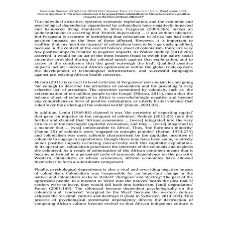 To what extent can it be argued that colonialism in Africa had certain positive impacts on the lives of those affected - G Thompson