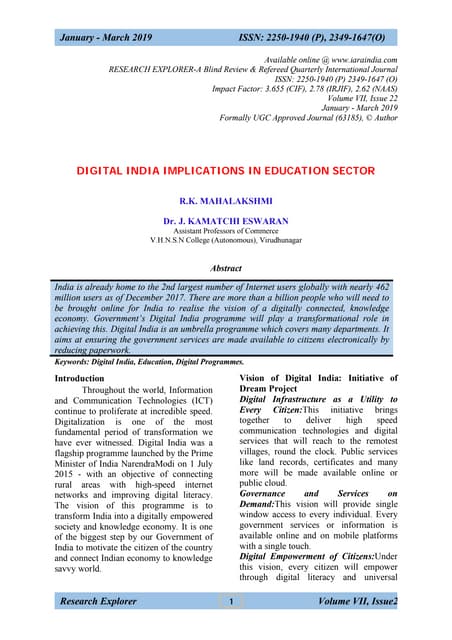 Challenges and Opportunities for Online Education in India | PDF