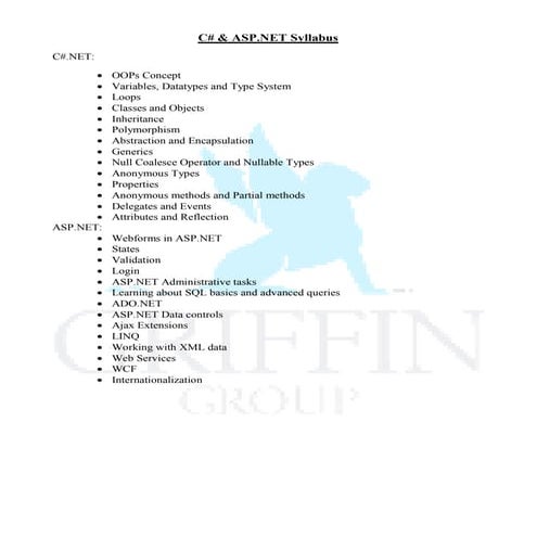 1 dotnet syllabus