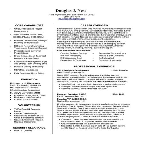 Douglas Ness E Resume 09 30 2011