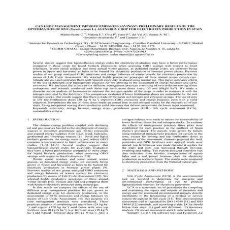 CAN CROP MANAGEMENT IMPROVE EMISSIONS SAVINGS?: PRELIMINARY RESULTS OF THE OP...