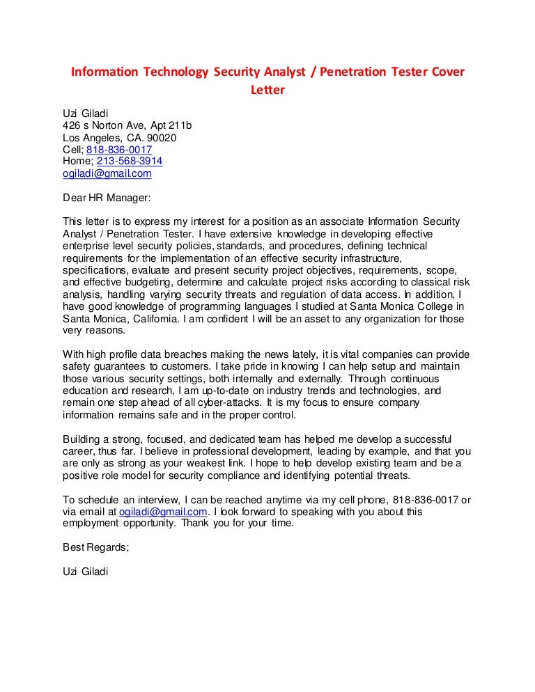 it security analyst cover letter video game tester cover letter