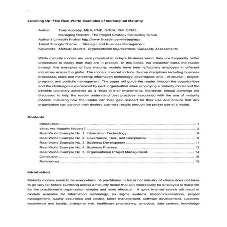 Levelling Up - Five Real World Examples of Incremental Maturity