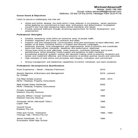 Michael Aksenoff Resume 2015