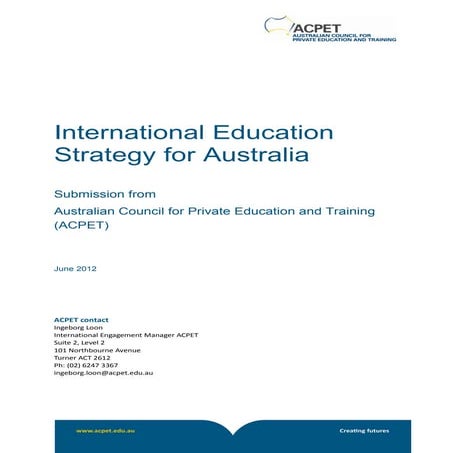 ACPET IEAC consultation process submission