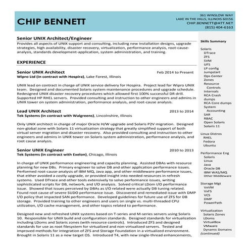 Resume for Chip Bennett - 2015