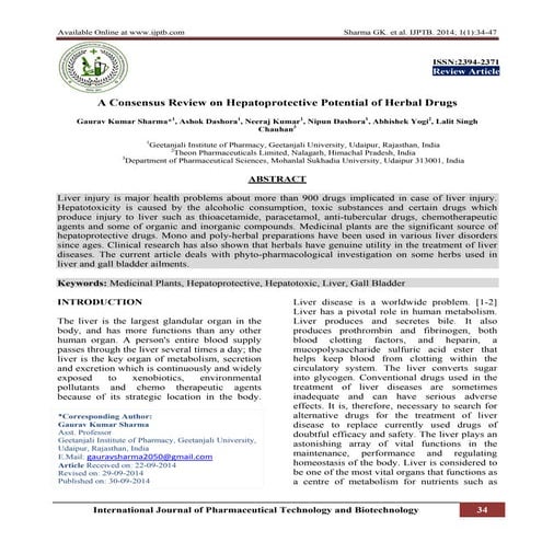 A Consensus Review on Hepatoprotective Potential of Herbal Drugs