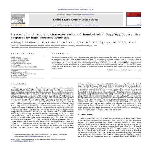 Structural and magnetic characterization of rhombohedral Ga1.2Fe0.8O3 ceramic...