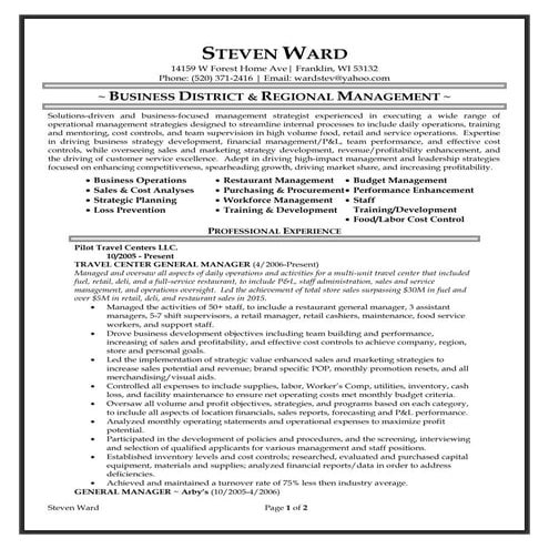 Steve Ward~Management Resume  2016