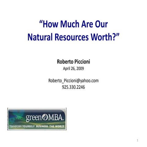 Ecological Economics !101Pres