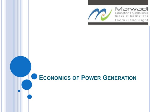 economics of power generation