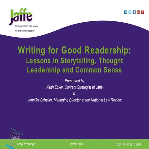 Writing for Good Readership Lessons in Storytelling Thought Leadership and Co...