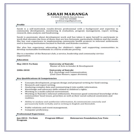 SarahWairimuMaranga Resume