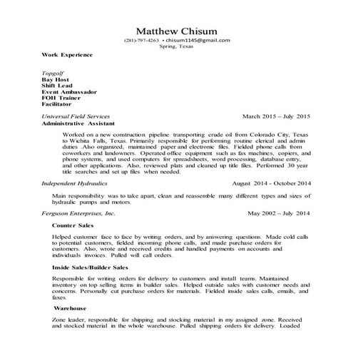 Matthew Chisum Resume 2017