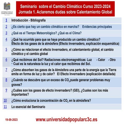 Seminario "El Cambio Climático"  Curso 2023-2024. Sesión 1 El Efecto de Inver...