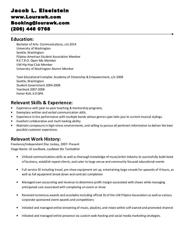 disc jockey resume