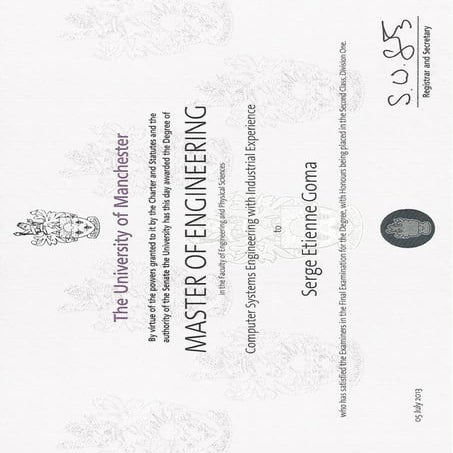Masters degree Certificate | PDF