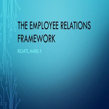 Employee Relation Framework applied in companies