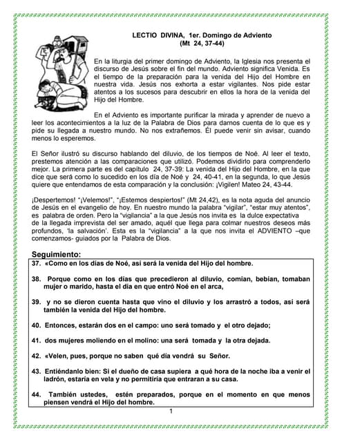 1er. Domingo de Adviento