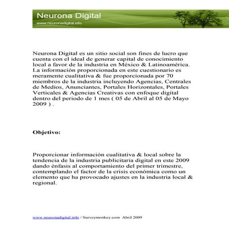 1er Encuesta Neurona Digital, Tendencias 2009  Mayo 2009