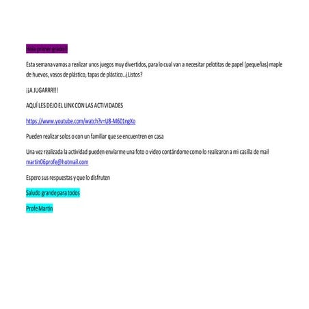 1er grado 29 de junio motricidad fina y gruesa