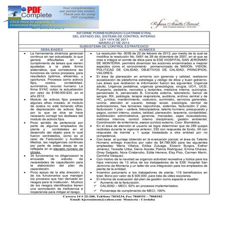 Informe pormenorizado del estado de control interno | DOCX