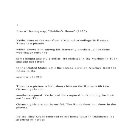 1 Ernest Hemingway, Soldiers Home (1925) Krebs w.docx