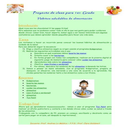 1er grado: proyecto hábitos saludables