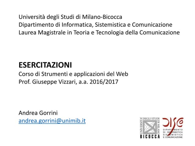 1 esercitazione - Internet 