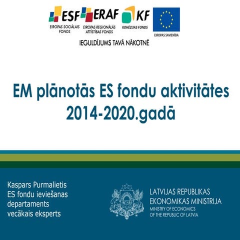 Eiropas Savienības fondu finansējums uzņēmējdarbībai  2014. – 2020.