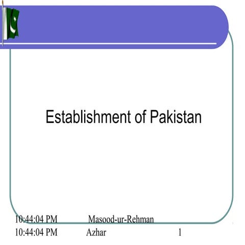 Establishment of pakistan